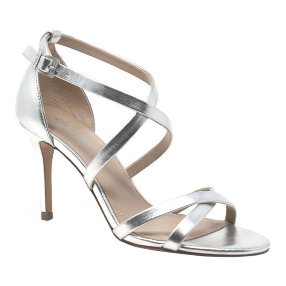 Charles David Silver Heeled Sandal - Size 7.5